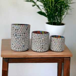 ที่ใส่เทียนแบบถือด้วยมือทำจากแก้วของอินเดียทรงใบไม้หลากสีโมเสคเชิงเทียนสำหรับสวนในบ้าน - Product Image 3