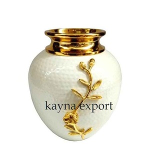 Vase à fleurs décoratif pour mariage, en fer, blanc et doré, vase sur pied unique, style bicolore, vases en métal, décoration de table - Product Image 4