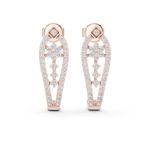 Pendientes colgantes redondos de moissanita con diseño de hoja, de plata de ley 925, engaste pavé con 82 piedras - Product Image 1