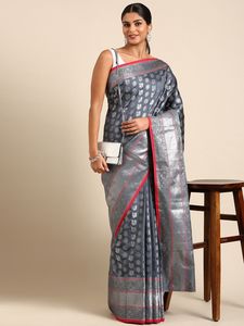 SAREE de seda suave con tejido de hilo dorado y plateado, bonito diseño EXTRA ordinario, blusa de diseñador, ropa de fiesta, SAREE tradicional - Product Image 2