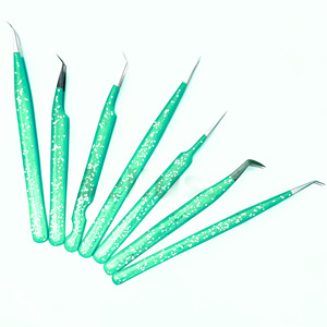 Ultra Control Sparkle Lash Tweezers Pro Volume Fiber Tip Tool con agarre firme All-Angle Acero inoxidable Etiqueta privada disponible - Product Image 3