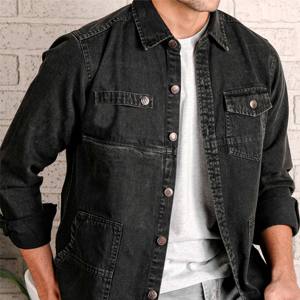 Chaqueta de mezclilla informal clásica para hombre-Chaqueta de mezclilla ligera y elegante Ideal para capas en todas las estaciones - Product Image 5