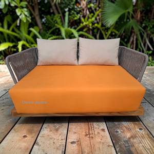 Outdoor Teak Wood Daybed Modern Woven Rope Patio Sofa Bed <b>Lounge</b> Furniture with <b>Cushions</b> Made by Dwira Jepara Indonesia - Product Image 5