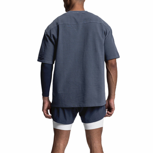 T-shirt personnalisé premium 100% coton délavé à l'acide T-shirt ample imprimé vintage pour hommes - Product Image 4