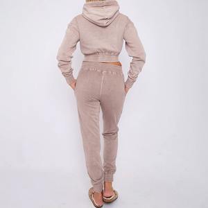 ชุดวอร์มสำหรับผู้หญิงชุดวอร์มกางเกงครอปแบบครอปแอซิดสำหรับผู้หญิง - Product Image 2