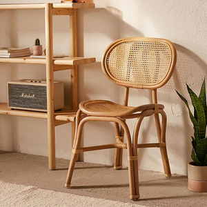 Silla decorativa de caña vintage con diseño de mimbre transpirable para cocina y asientos al aire libre - Product Image 4