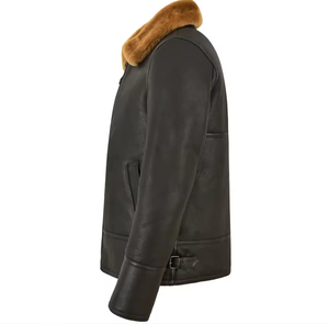 Veste d'hiver Sherpa surdimensionnée doublée cuir fausse fourrure grande taille chaude veste pull up en cuir de vachette - Product Image 5