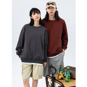 Sweat-shirt en coton doublé de polaire chaud, lourd, à épaules tombantes, col rond, motif logo, décontracté, à manches longues, à capuche - Product Image 2