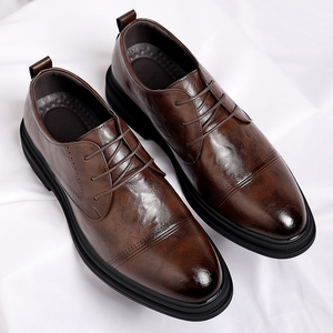 Chaussures habillées Oxford classiques pour hommes, en cuir, à lacets, pour le bureau et les mariages, noires et marron - Product Image 2