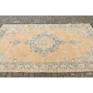 พรมวินเทจ ขนาด 5.3x9.4 ฟุต พรมสีน้ำเงินลายตะวันออก ทำจากขนสัตว์ - Product Image 3