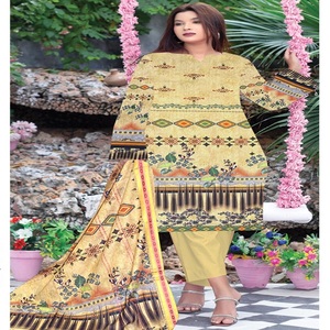 AF Fashion ชุดเดรส3ชิ้นสำหรับผู้หญิง, ชุดเดรส3ชิ้นสำหรับฤดูร้อนพิมพ์ลายดิจิทัลเสื้อผ้าอินเดีย salwar kameez และปากีสถาน - Product Image 4