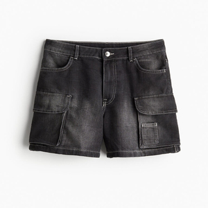 กางเกงขาสั้นผ้ายีนส์เอวสูงของผู้หญิงกางเกงขาสั้นคาร์โก้เข้ารูประบายอากาศได้ดีออกแบบโลโก้ได้ตามต้องการ - Product Image 1