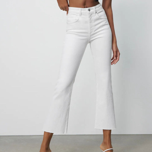 Jeans évasés à taille moyenne pour femmes, respirants, de grande taille, à ourlets évasés pour femmes, entretenus par des OEM - Product Image 1