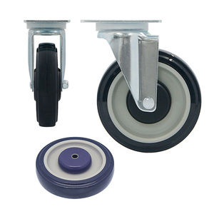 Roue de chariot mobile 5 pouces TPU 120 kg bleue et grise pour le transport de matériaux, sans frein, durable pour usage industriel, OEM - Product Image 1