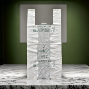 GRV's 100% Camiseta compostable Chaleco Bolsa de transporte de compras Planta natural de almidón de maíz - Product Image 2