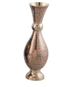 Vase à fleurs en laiton avec gravure or et multicolore fini pour la décoration de Table de décoration d'intérieur Vase à fleurs de haute qualité - Product Image 2