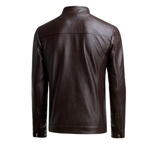 Chaqueta de Cuero Larga Personalizada de Alta Calidad para Hombre con Diseño de Cuello Alto, Moda Otoño Invierno, Chaqueta de Estilo Nuevo Más Popular para Hombre - Product Image 2