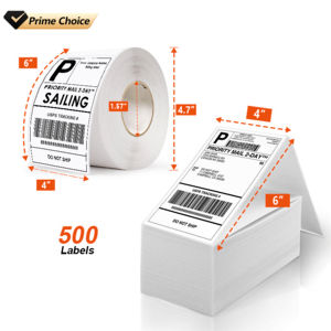 Prime Choice Shipping <b>Labels</b> 4x6 Inch Thermal Paper Self-Adhesive Rectangular Barcode for Priority Mail 2-Day 500 Count - Product Image 1