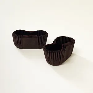 Wadah Cupcake & Muffin cokelat Oval Artisanal-17x60x15 "liner panggang dengan keanggunan khas