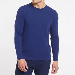 Camiseta de manga larga con cuello redondo de calidad superior 100% algodón logotipo personalizado serigrafía Ringer camiseta para hombres servicio OEM - Product Image 3