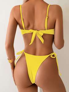 Traje de Baño de Dos Piezas de Alta Gama con Push-Up, Relleno Extraíble, Spandex/Nailon, Bikini, Top Bandeau, Tanga, Diseño de Lujo Ouling - Product Image 5