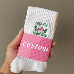 Custom Bows Logo Embroidery Women's Crew Pilates Yoga <b>Socks</b> Custom Cotton with <b>Ruffle</b> Wholesale <b>Socks</b> Manufacturer High Quality - Product Image 5