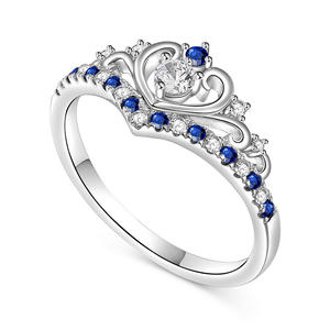 Jeulia Princess Crown V <b>Ring</b> Round Cut Sterling Silver Solitaire <b>Adjustable</b> <b>Ring</b> - Product Image 3