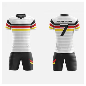 ชุดเสื้อเจอร์ซีย์ฟุตบอลระบายอากาศน้ำหนักเบาพร้อมกางเกงขาสั้นชุดทีมชุดกีฬาพรีเมียมออกแบบโลโก้ได้ตามต้องการ - Product Image 1