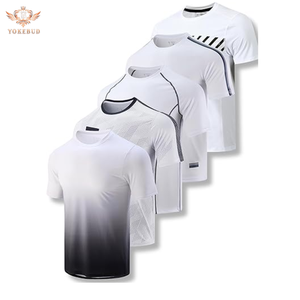 เสื้อยืดคอลูกเรือแห้งเร็วสำหรับผู้ชายเสื้อกีฬาวิ่งออกกำลังกายในยิมเสื้อแขนสั้นแบบใหม่ - Product Image 1