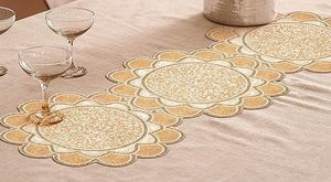 Christmas Decorative and Leaves Design Beaded <b>Runner</b> Placemat <b>Dining</b> <b>Table</b> Fancy Mat Handmade Decorative <b>Runners</b> for Wedding - Product Image 4