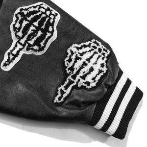 2025 OEM ผ้าแคนวาสสีดำสั่งทำปักลายกำมะหยี่ขนแกะกันลมเป็นมิตรกับสิ่งแวดล้อมฤดูหนาวเบสบอลตัวแทนบอมเบอร์เลตเตอร์ - Product Image 3