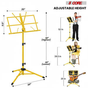 Soporte de Música Ajustable de 5 Niveles, 57 Pulgadas, Soporte de Escritorio para Partituras, Soporte de Libros Portátil Totalmente Metálico - Product Image 2