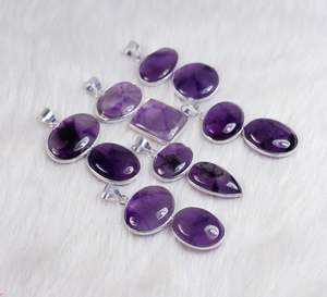 สร้อยคอแอเมทิสต์สีม่วงแบบสองฝาจี้สร้อยคอสองชิ้นเครื่องประดับหินอเมทิสต์สองชิ้นจี้สำหรับเด็กผู้หญิง - Product Image 2