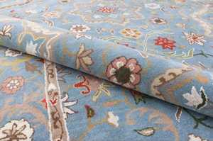 Tapis en laine tufté à la main personnalisable Motifs floraux traditionnels bleus Motifs floraux traditionnels tuftés à la main abstraits - Product Image 4