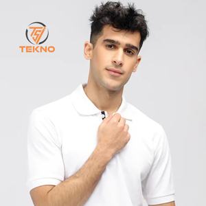 Polo de piqué de algodón elástico verde bosque 100% de corte regular con logotipo bordado personalizado con tapeta de botón oculta y costilla - Product Image 4