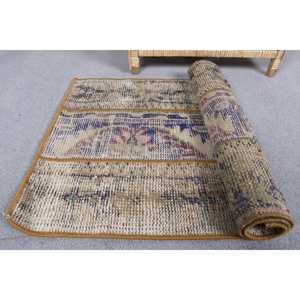 Alfombra Turca Vintage Pequeña de 1.7x3.2 pies, Alfombra del Suroeste Marrón y Azul - Product Image 5