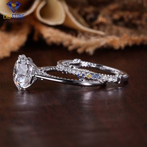 Bague en or blanc avec diamant taillé rond 5.469 TDW par Lab-Stone/Bague en diamant élégante/couleur EF-VS - Product Image 3