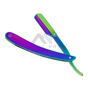 Luxury Custom Single Blade Straight Razor Multi Color Swing Lock Folding Handle Barber Razor Salon Knife Protective Pouch - Product Image 5