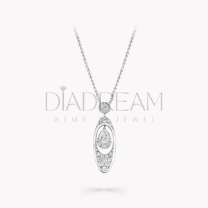 Elegante Collar de plata de ley 925 para mujer, forma de pera, moissanita, cadena de clavícula de diamante, elegante compromiso, fiesta de boda - Product Image 4