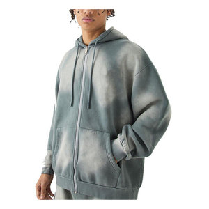 Sudadera con capucha de lana de algodón 100% personalizada para hombre, jersey de hombro caído de gran tamaño con estampado desteñido de sol Vintage bordado en 3D en relieve - Product Image 6