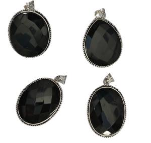 Meilleure vente naturel noir Onyx pierre précieuse pendentif à facettes haute qualité véritable cristal Agate pour bijoux collier cadeau en gros - Product Image 1