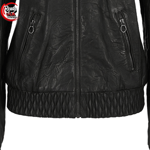 Venta al por mayor de chaqueta de moda de cuero genuino de las mujeres de longitud larga de mezclilla con relleno de algodón transpirable y decoración de piel - Product Image 4