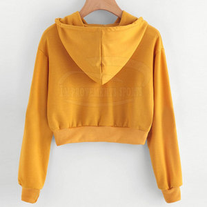 Diseño personalizado Uso al aire libre Mujeres Crop Top Sudaderas con capucha Color sólido Cómodo Mujeres Crop Top Sudaderas con capucha - Product Image 4