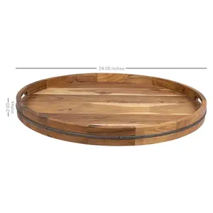 Bandeja de madera para servir, plato, bandeja de servicio de acabado Natural de alta calidad, elegante para el hogar, Hotel, cocina, uso de servicio, Loq Mo - Product Image 6