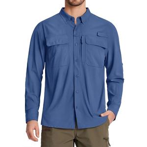 Men's Quick Dry <b>Long</b> Sleeve Fishing Shirts UPF 50 Front Logo Mesh Breathable Hiking Work <b>Cargo</b> Shirts <b>Shorts</b> Sun Protection - Product Image 5