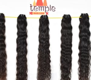 Extensions humaines brutes vierges indiennes 30 pouces faisceaux alignés sur les cuticules Temple Styles traités vague Curl lâche profonde vente en gros - Product Image 3