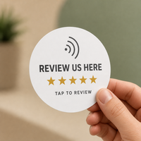 Autocollant rond en acrylique NFC personnalisable pour avis clients – Tappez pour évaluer – Idéal pour les salons de beauté et les réceptions de magasins