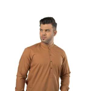 Shalwar Kameez Color Camel para Hombre - Secado Rápido, Sin Arrugas, para Fiestas de Verano, Corte Regular - Product Image 4