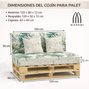 Set di 4 Cuscini Durevoli in Tessuto per Pallet da Esterno 120x80 + 120x50 cm, Spessore 12 cm, con Rivestimento Rimovibile per Divano da Giardino - Product Image 5