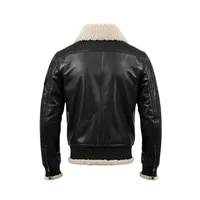 Veste bomber vintage B-3 pour homme, en cuir d'agneau noir, fermeture éclair, hiver, véritable PU, coupe-vent, taille XS